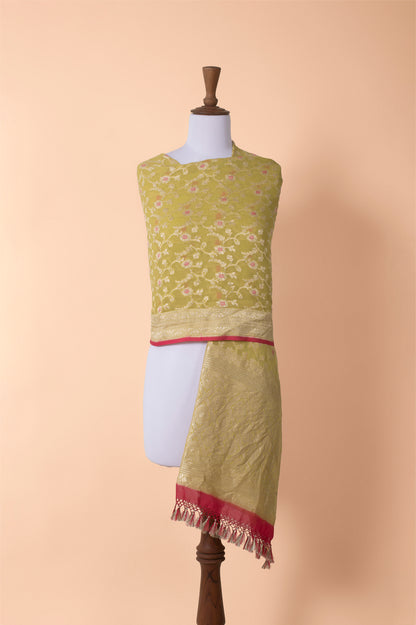 Handwoven Green Georgette Dupatta