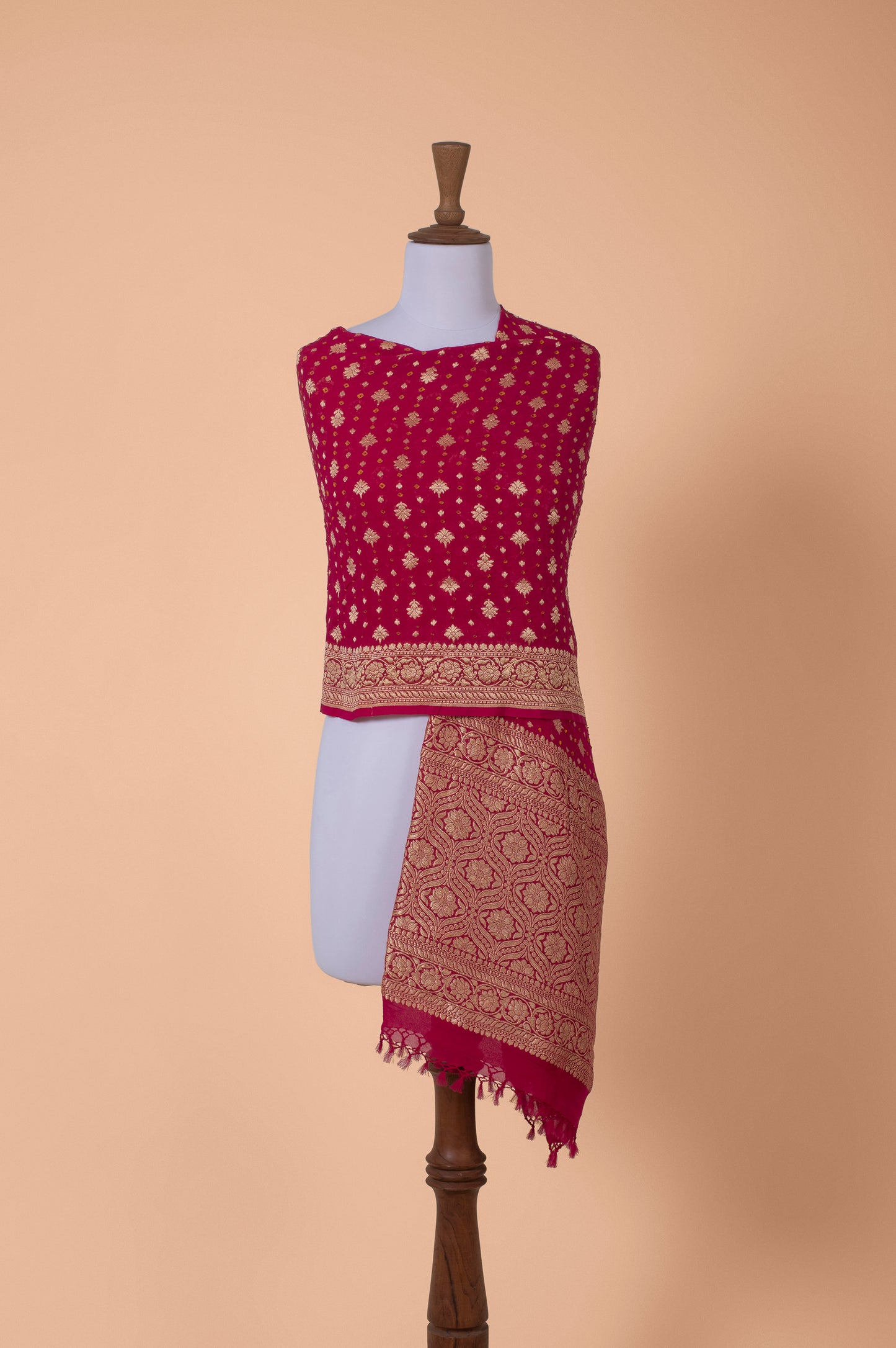 Handwoven Red Georgette Dupatta