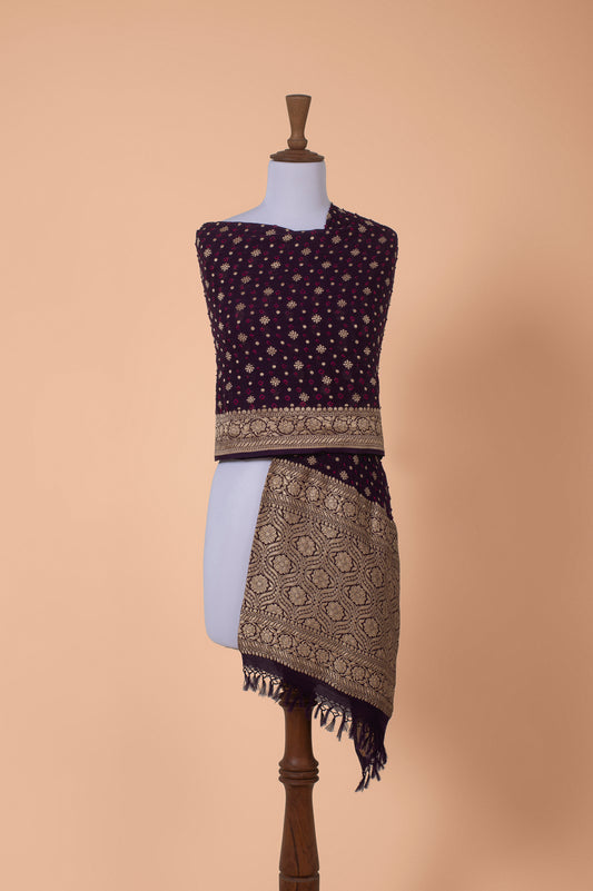 Handwoven Purple Georgette Dupatta