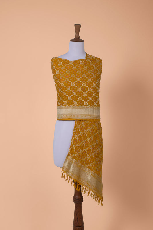 Handwoven Yellow Georgette Dupatta