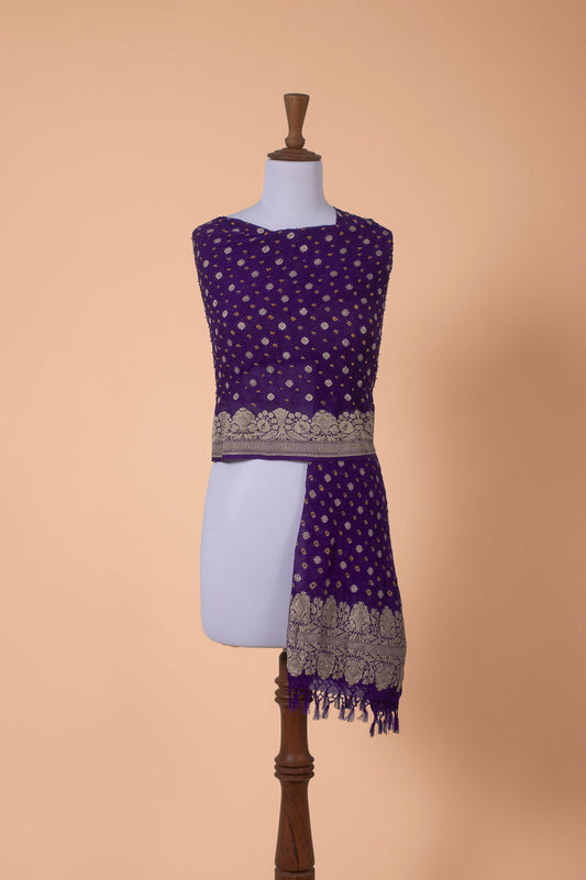 Handwoven Purple Georgette Dupatta