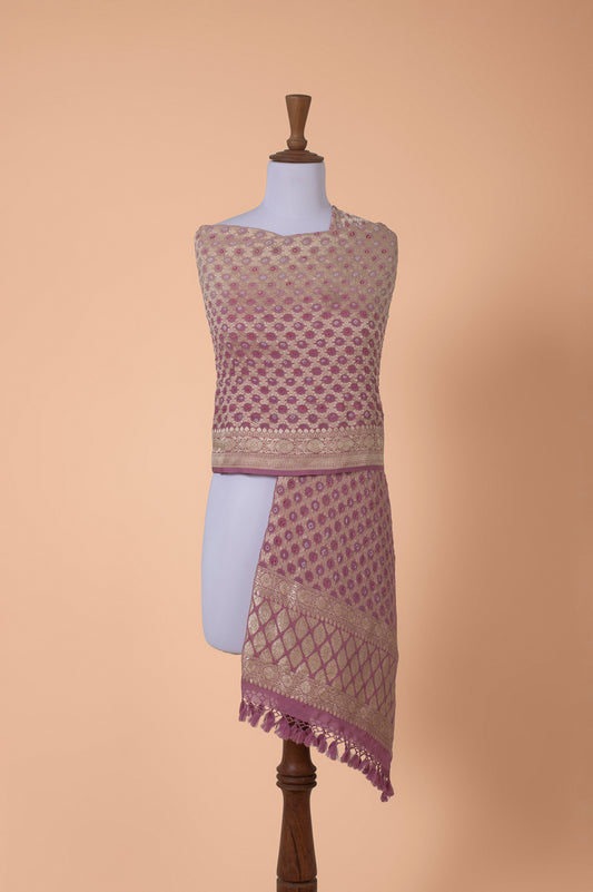 Handwoven Peach Georgette Dupatta