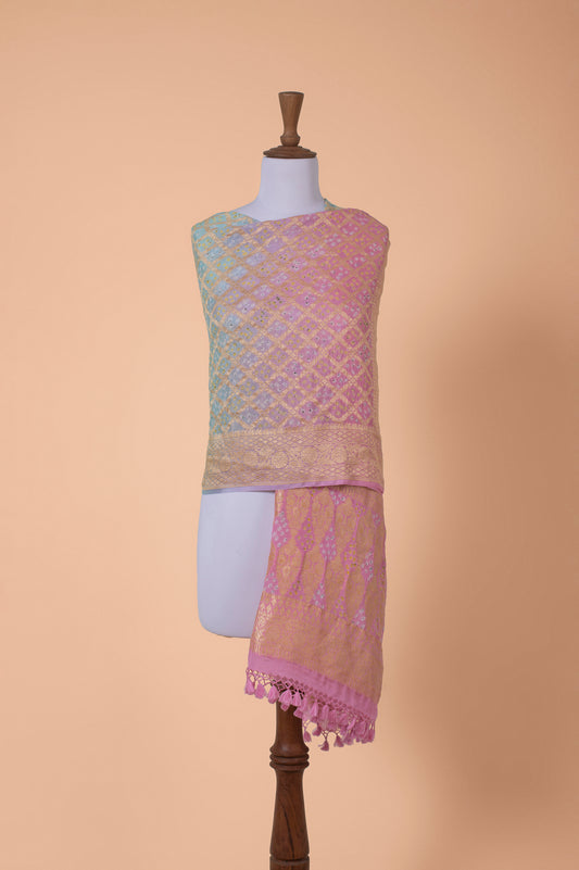 Handwoven Pink Georgette Dupatta