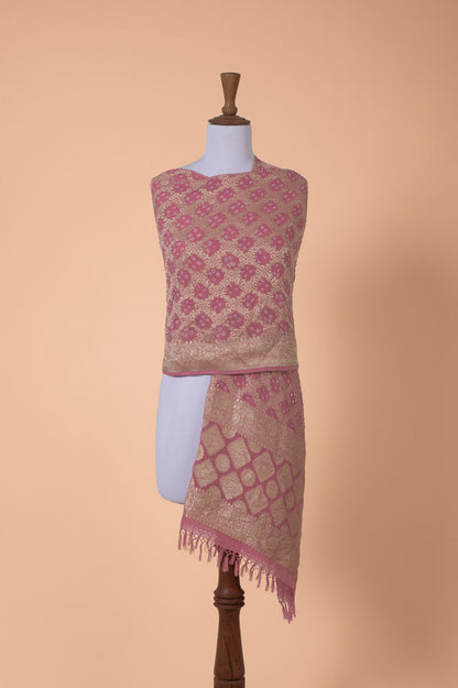 Handwoven Pink Georgette Dupatta