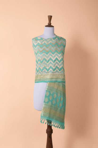 Handwoven Green Georgette Dupatta