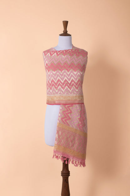 Handwoven Pink Georgette Dupatta