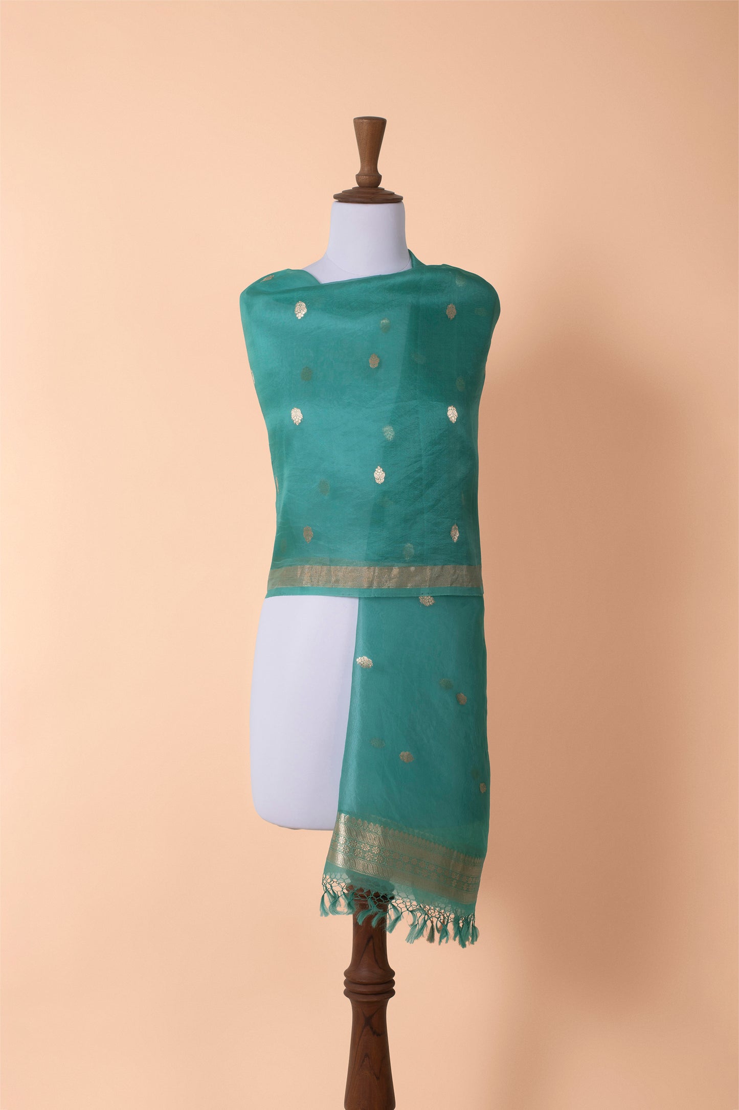 Handwoven Green Organza Dupatta