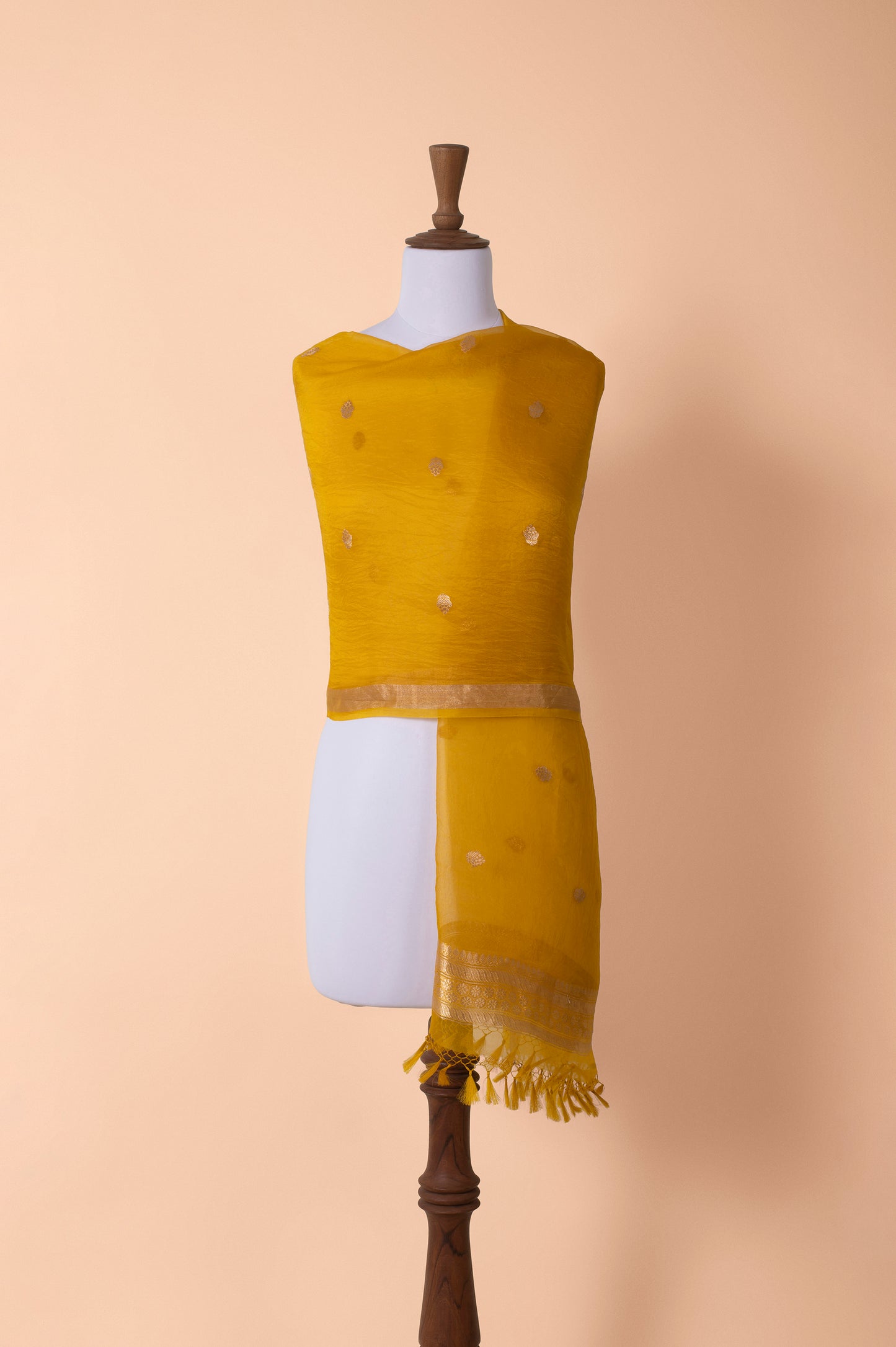 Handwoven Yellow Organza Dupatta