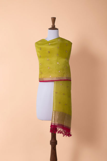 Handwoven Green Organza Dupatta