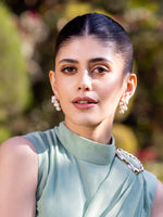 Pale Green Movable Brooch Saree