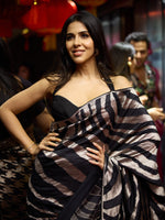 Handwoven Black & Silver Silk Saree