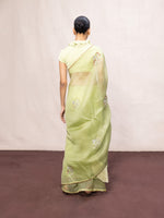 Handwoven Pistachio Green Kora Banarasi Saree