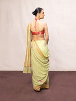 Handwoven Pistachio Green Chiffon Banarasi Saree