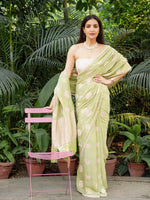 Handwoven Pistachio Chiffon Banarasi Saree
