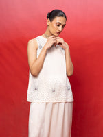 Handwoven Ivory Silk Embroidered Top and Pant Set