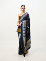 Handwoven Blue & Black Kadhwa Banarasi Saree