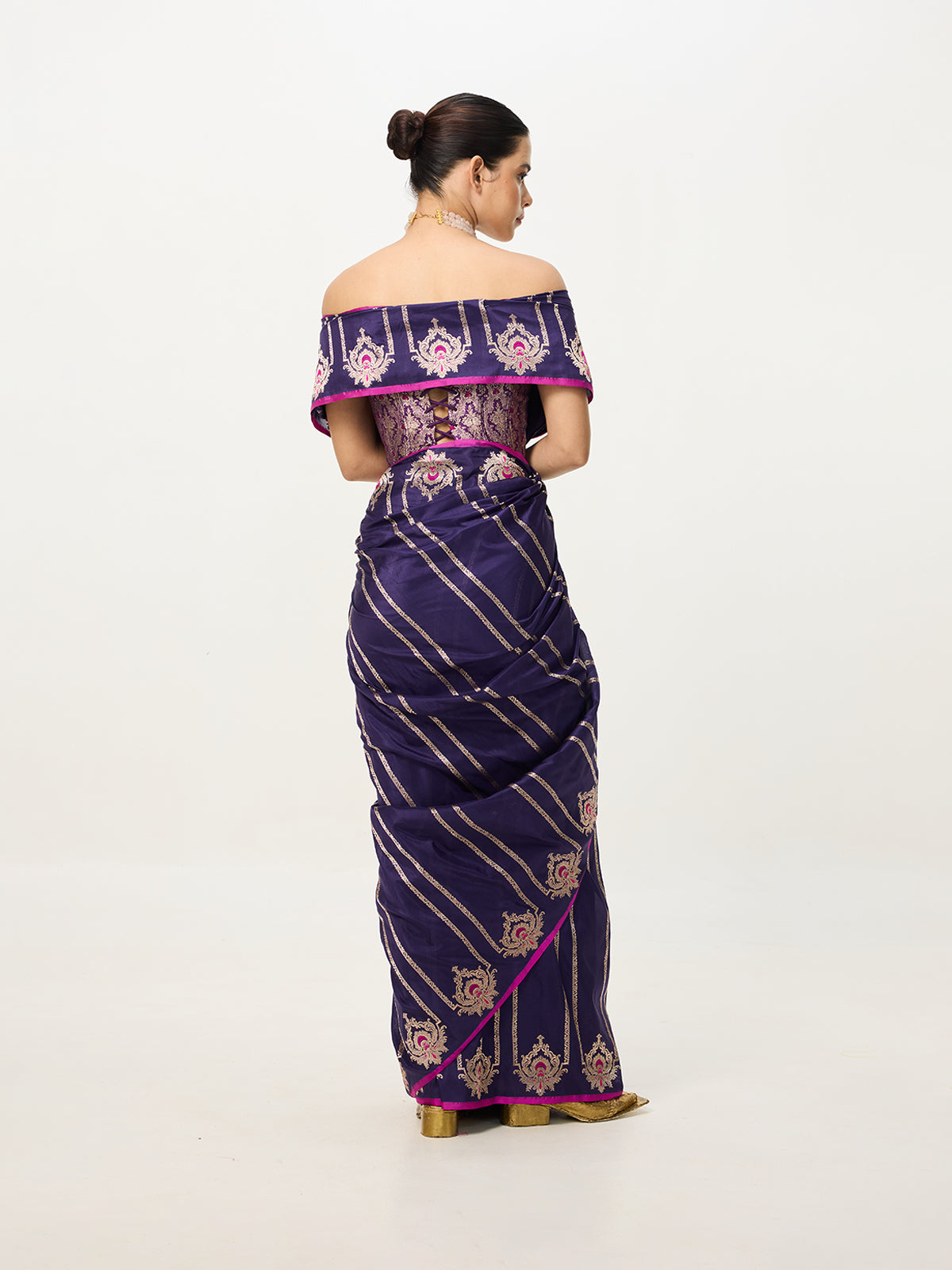 Handwoven Purple Kadhwa Banarasi Saree
