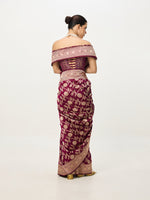 Handwoven Deep Maroon Cutwork Banarasi Saree