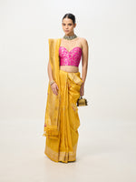 Handwoven Mustard Yellow Kadhwa Banarasi Saree