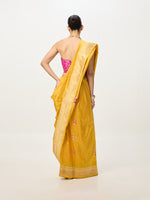 Handwoven Mustard Yellow Kadhwa Banarasi Saree