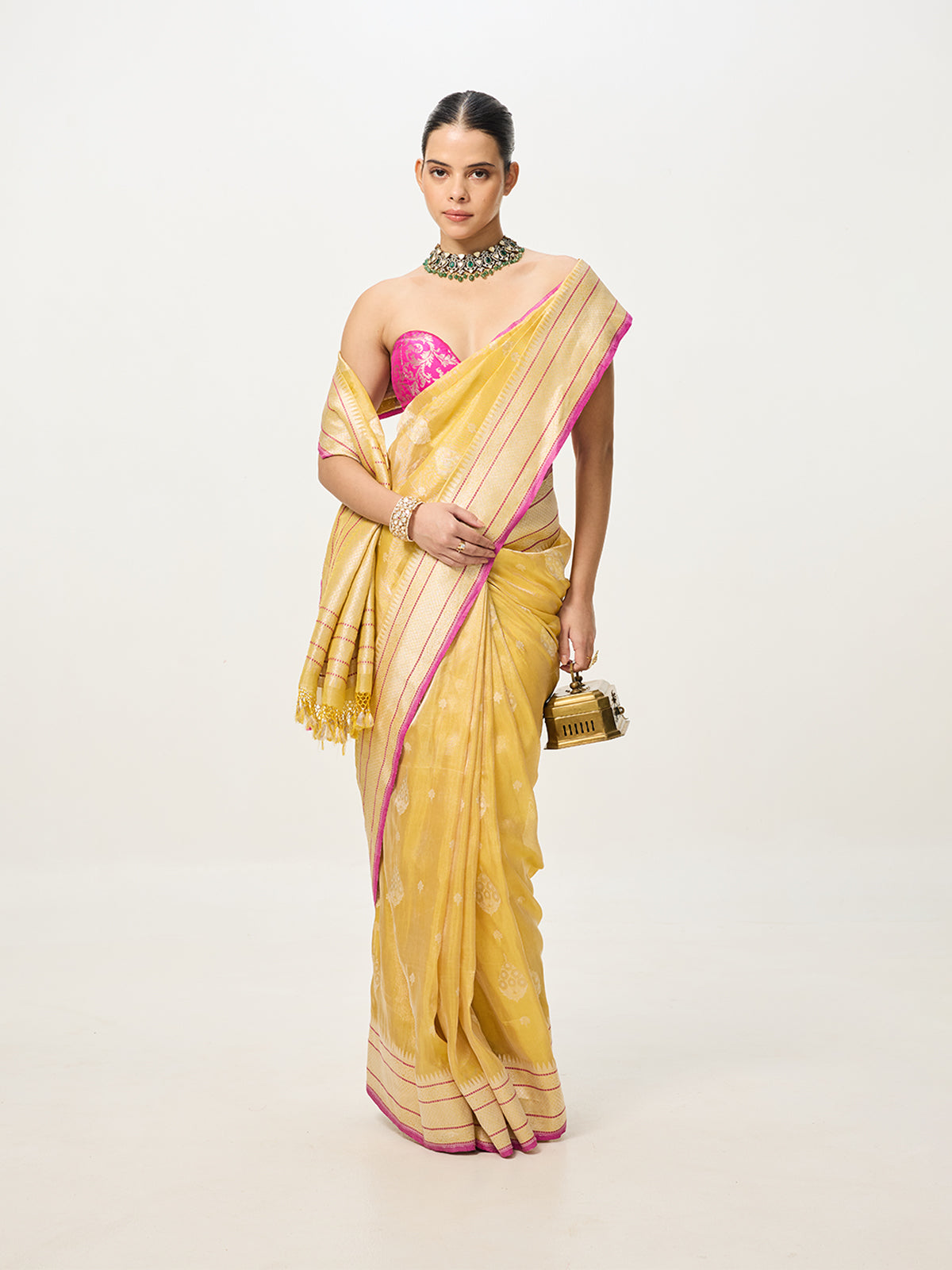 Handwoven Gold Cutwork Banarasi Saree