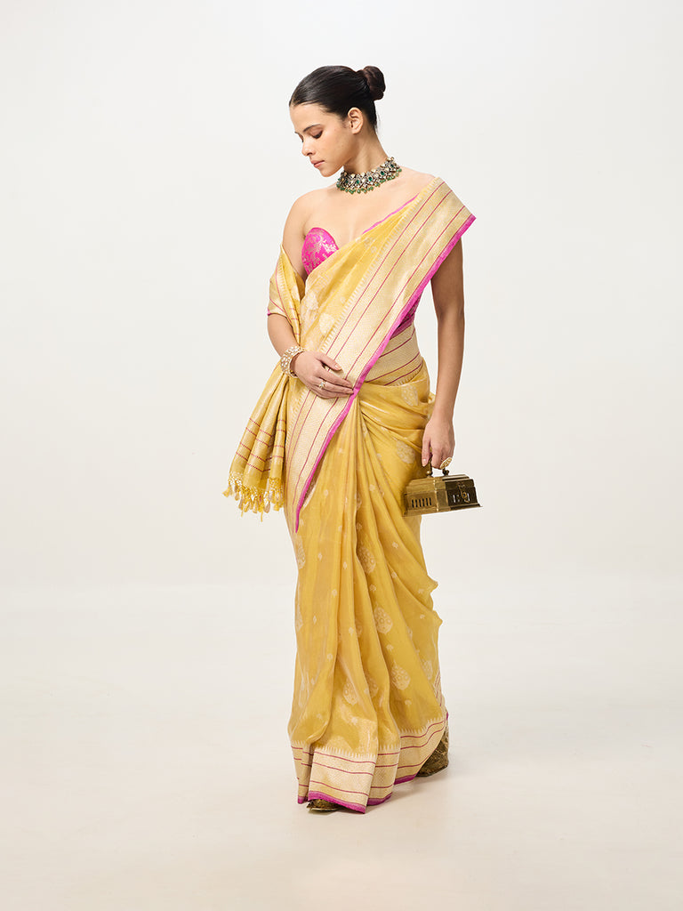 Handwoven Gold Cutwork Banarasi Saree
