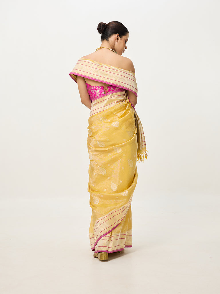 Handwoven Gold Cutwork Banarasi Saree
