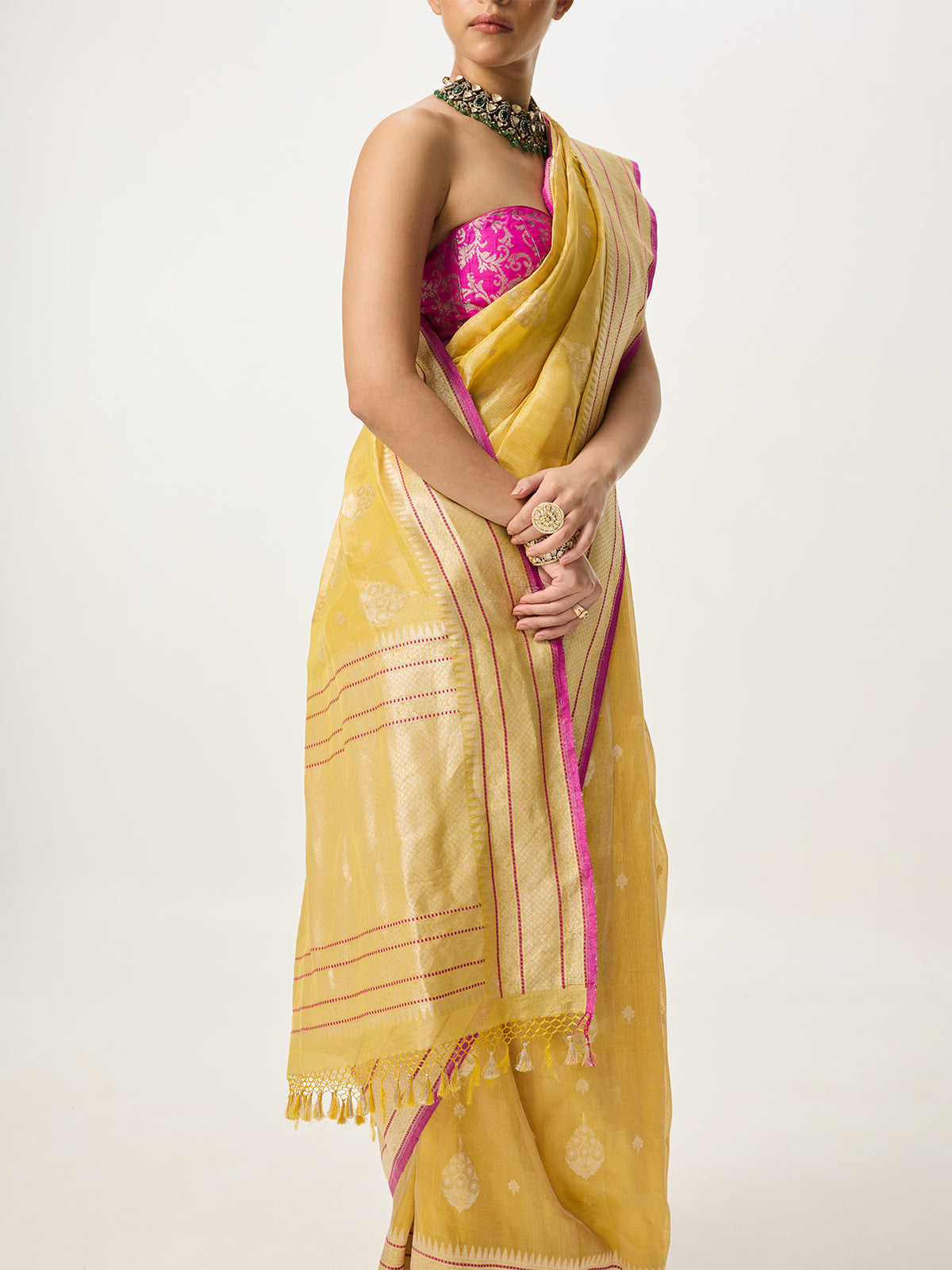 Handwoven Gold Cutwork Banarasi Saree