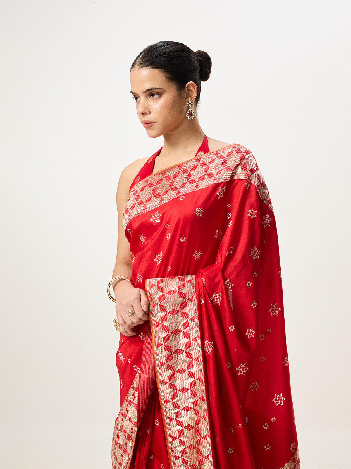 Handwoven Scarlet Red Cutwork Banarasi Saree