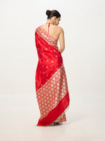 Handwoven Scarlet Red Cutwork Banarasi Saree