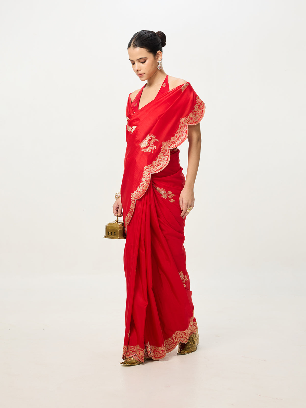 Handwoven Crimson Red Kadhwa Banarasi Saree