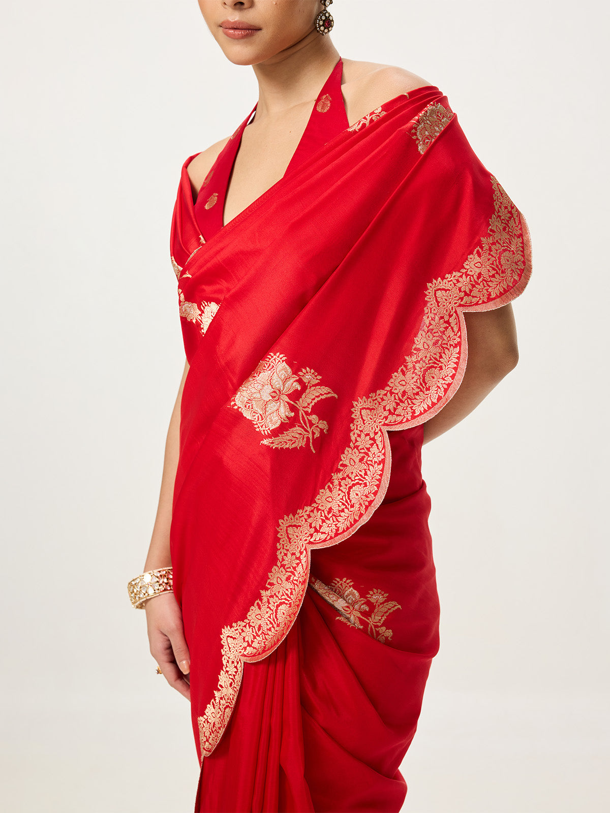 Handwoven Crimson Red Kadhwa Banarasi Saree
