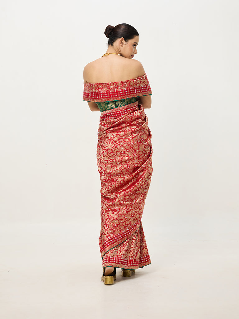 Handwoven Red Banarasi Emboss Saree