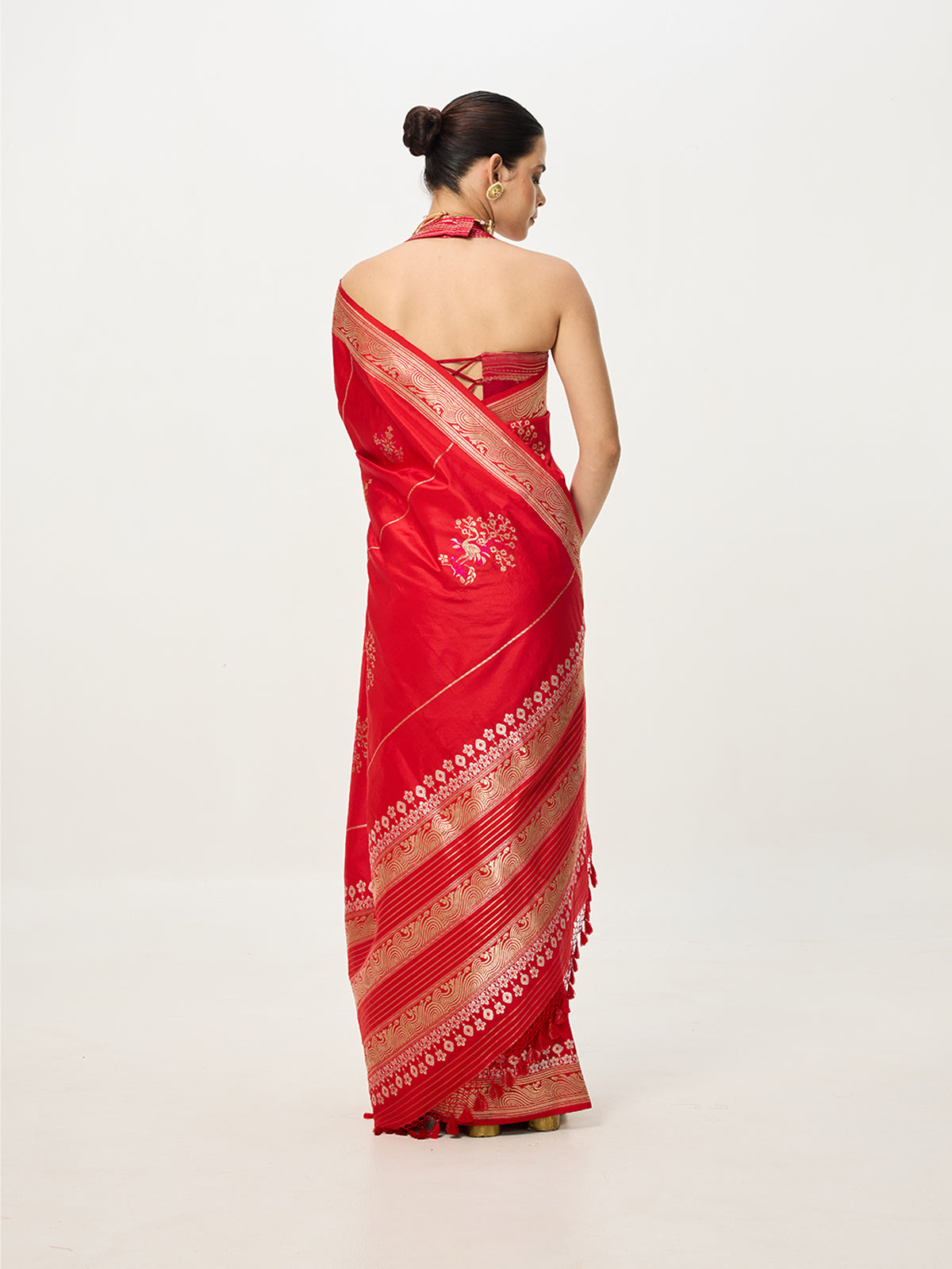 Handwoven Deep Red Kadhwa Banarasi Saree