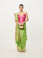 Handwoven Light Green Banarasi Emboss Saree