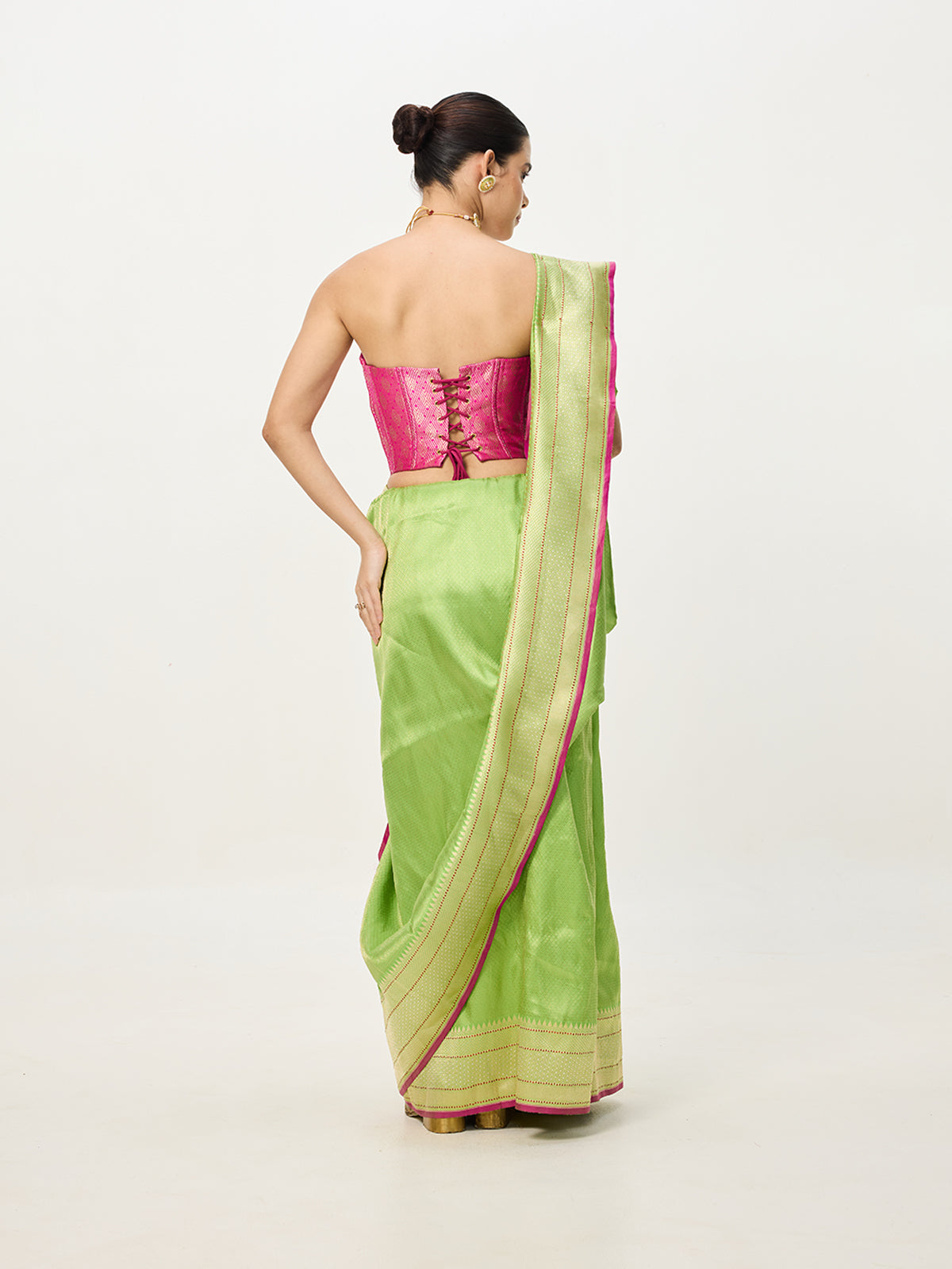 Handwoven Light Green Banarasi Emboss Saree