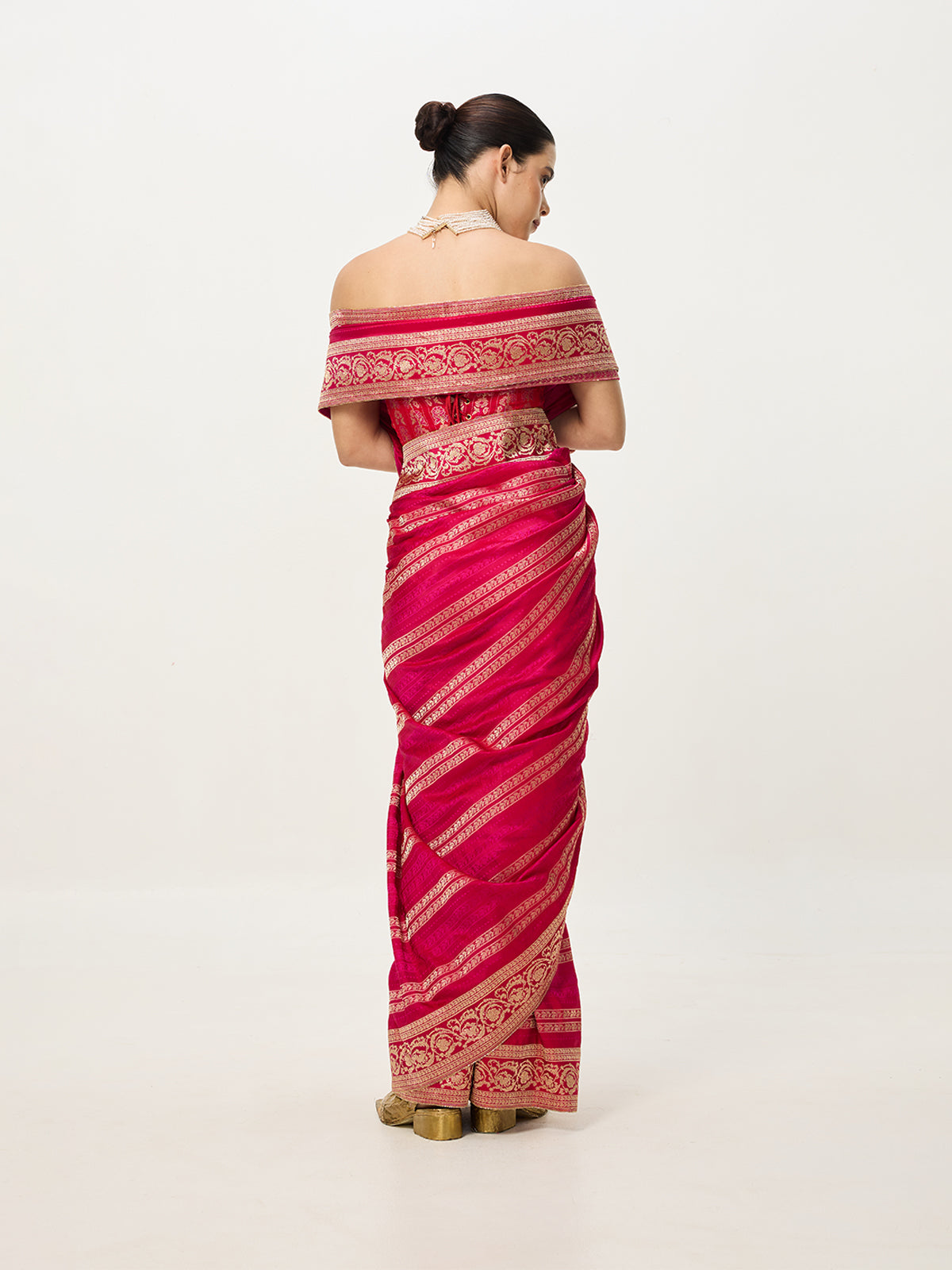 Handwoven Ruby Red Kadhwa Banarasi Saree