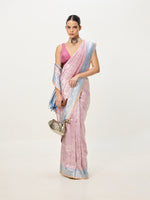 Handwoven Peach & Grey Banarasi Emboss Saree