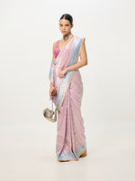 Handwoven Peach & Grey Banarasi Emboss Saree