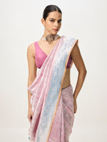Handwoven Peach & Grey Banarasi Emboss Saree