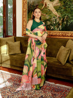 Multicolour Chiffon Digital Print Saree