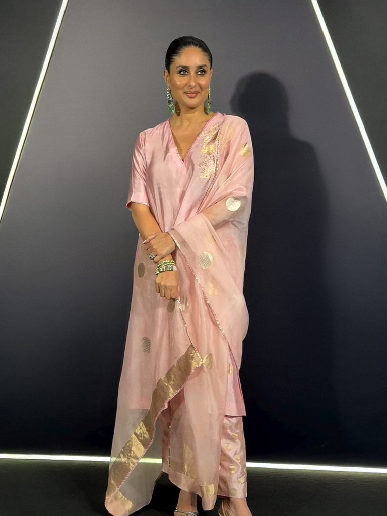 Handwoven Pink Silk Banarasi Suit