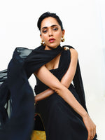 Midnight Black Movable Brooch Saree