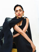 Midnight Black Movable Brooch Saree