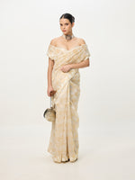 Handwoven White Cutwork Banarasi Saree