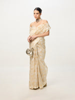 Handwoven White Cutwork Banarasi Saree