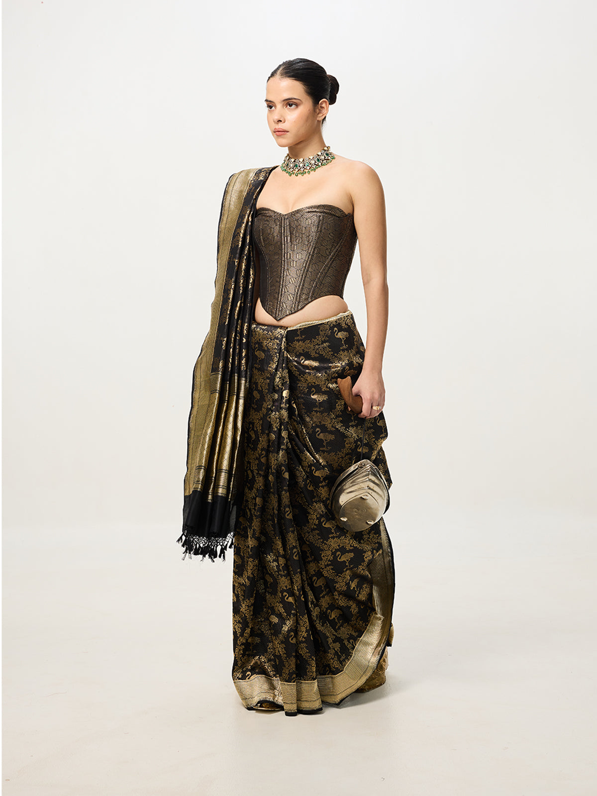 Handwoven Black Kadhwa Banarasi Saree