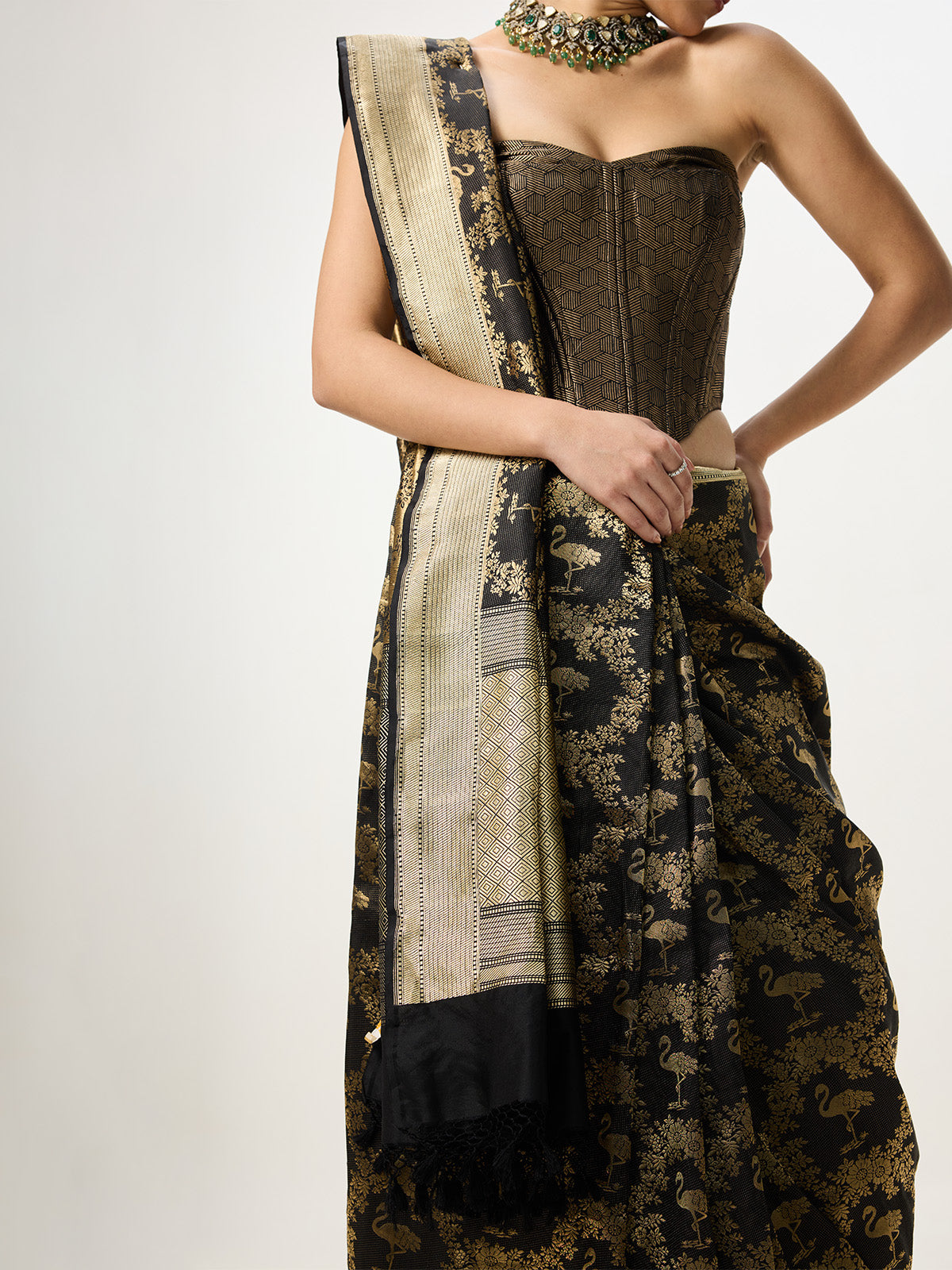 Handwoven Black Kadhwa Banarasi Saree