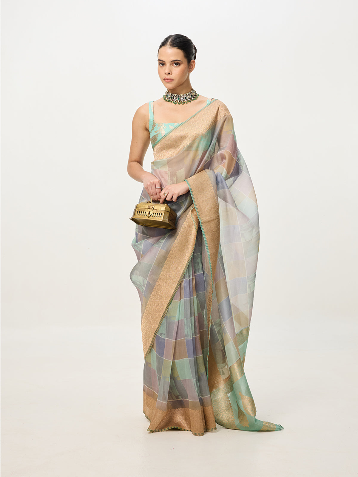 Handwoven Pistachio & Gold Banarasi Saree