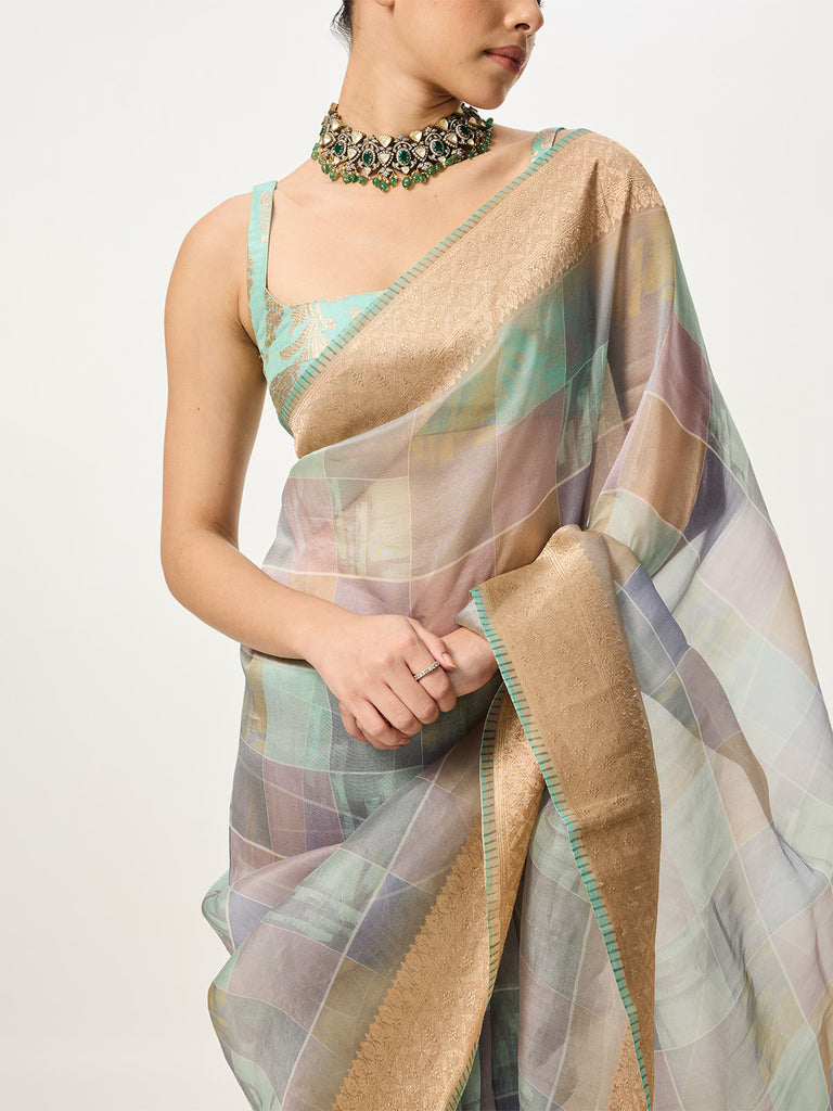 Handwoven Pistachio & Gold Banarasi Saree